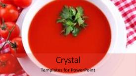  Presentation with tomato - PPT theme with tasty-tomato-soup-isolated background and a red colored foreground