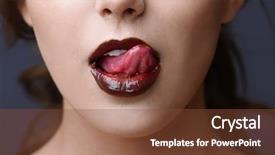  Presentation with close up baby girl knitted - Audience pleasing PPT layouts consisting of tasty tongue - girl with chocolate lips closeup backdrop and a tawny brown colored foreground
