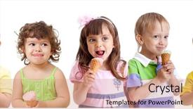  Presentation with dessert oreo ice cream - Audience pleasing presentation theme consisting of tasty tongue - happy kids group with ice backdrop and a coral colored foreground