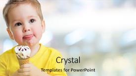  Presentation with ice cream popsicles organic dietary - Audience pleasing presentation theme consisting of tasty tongue - ice cream eating by kid backdrop and a yellow colored foreground