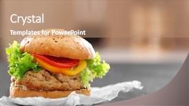  Presentation with burger - Slide deck consisting of tasty turkey burger on blurred background and a  colored foreground