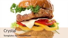  Presentation with burger - PPT theme consisting of tasty turkey burger on white background and a yellow colored foreground