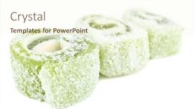  Presentation with turkish - Theme enhanced with tasty-turkish-delight-isolated background and a cream colored foreground