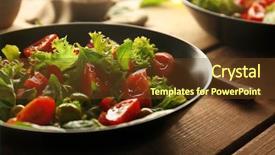  Presentation with salad - Amazing PPT layouts having tasty vegetable salad on kitchen backdrop and a tawny brown colored foreground