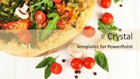  Presentation with border organic vegetables on wood - Beautiful presentation design featuring s hand pressing the bubbles backdrop and a mint green colored foreground.