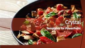  Presentation with ratatouille - Slide set having tasty vegetarian ratatouille made background and a tawny brown colored foreground