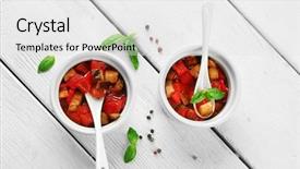  Presentation with ratatouille - Theme having tasty vegetarian ratatouille made background and a white colored foreground