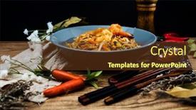  Presentation with vietnamese food - Beautiful presentation design featuring tasty-vietnamese-food-bo-bun backdrop and a tawny brown colored foreground