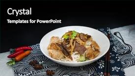  Presentation with vietnamese food - Colorful presentation theme enhanced with tasty vietnamese food bo bun backdrop and a black colored foreground