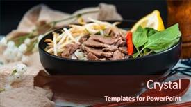  Presentation with vietnamese food - Slide set featuring tasty vietnamese food bo bun background and a wine colored foreground