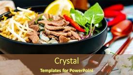  Presentation with vietnamese food - Colorful presentation design enhanced with tasty-vietnamese-food-bo-bun backdrop and a tawny brown colored foreground