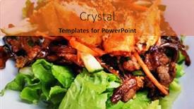  Presentation with vietnamese food - Slide deck consisting of tasty-vietnamese-food-bo-bun background and a gold colored foreground