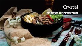  Presentation with vietnamese food - Cool new presentation theme with tasty-vietnamese-food-bo-bun backdrop and a black colored foreground
