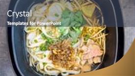  Presentation with vietnamese food - Presentation theme featuring tasty-vietnamese-food-bo-bun background and a ocean colored foreground