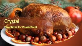  Presentation with turkey - Slides having tasty whole roasted turkey background and a tawny brown colored foreground
