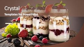  Presentation with muesli - PPT layouts enhanced with tasty yoghurts with muesli fresh background and a tawny brown colored foreground
