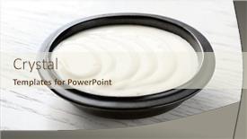  Presentation with yogurt - Colorful slide deck enhanced with tasty yogurt in dish on wooden table backdrop and a cream colored foreground