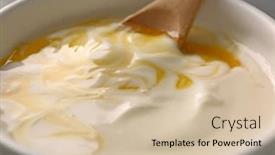  Presentation with yogurt - Beautiful presentation theme featuring tasty yogurt with honey closeup backdrop and a soft green colored foreground