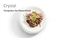  Presentation with roast beef - Presentation design having tataki-roast-beef-top-view background and a white colored foreground
