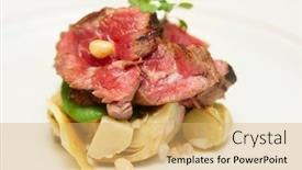  Presentation with beef - Audience pleasing presentation theme consisting of tataki-style-fried-beef backdrop and a yellow colored foreground