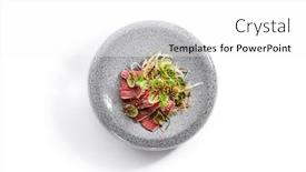  Presentation with tuna fish - PPT theme consisting of tataki-tuna-top-view-traditional background and a white colored foreground