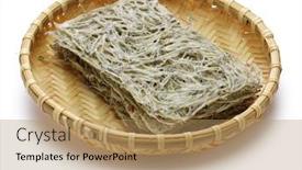  Presentation with sardines - Amazing slide deck having tatami-iwashi-is-a-japanese backdrop and a coral colored foreground