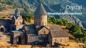  Presentation with armenia - Presentation enhanced with tatev-monastery-landmark-of-syunik background and a ocean colored foreground
