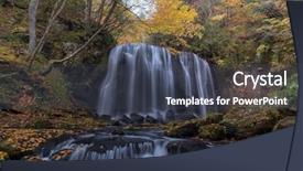  Presentation with fall waterfall - Slides with maple water - tatsuzawafudo waterfall in autumn fall background and a ocean colored foreground