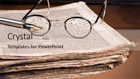  Presentation with fountain pen - Slide set enhanced with tattered edge - glasses and fountain pen background and a soft green colored foreground