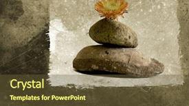  Presentation with grunge flower - Beautiful theme featuring tattered edge - grunge background with pebbles stack backdrop and a tawny brown colored foreground