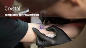  Presentation with tattoo - Amazing theme having tattoo-artist-making-tattoo backdrop and a tawny brown colored foreground