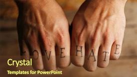  Presentation with tattoo - PPT layouts consisting of tattoo inscriptions on male fingers background and a tawny brown colored foreground