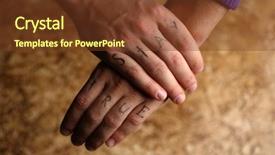  Presentation with tattoo - Beautiful presentation theme featuring tattoo inscriptions on male fingers backdrop and a tawny brown colored foreground