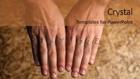  Presentation with tattoo - Theme enhanced with tattoo inscriptions on male fingers background and a red colored foreground