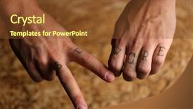  Presentation with tattoo - Audience pleasing theme consisting of tattoo inscriptions on male fingers backdrop and a tawny brown colored foreground