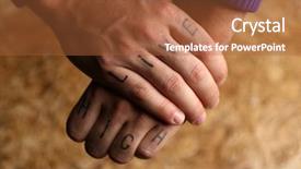  Presentation with tattoo - Slide deck with tattoo inscriptions on male fingers background and a red colored foreground