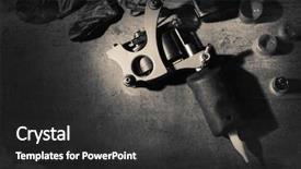  Presentation with tattoo - Beautiful slides featuring tattoo machine and tattoo supplies backdrop and a dark gray colored foreground