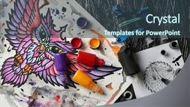  Presentation with tattoo - Beautiful slides featuring tattoo machine sketch and supplies backdrop and a ocean colored foreground