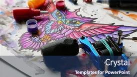  Presentation with tattoo - Cool new slide set with tattoo machine sketch and supplies backdrop and a ocean colored foreground