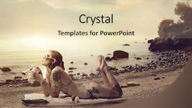  Presentation with beach - Slide deck featuring tattooed girl lying at the beach background and a lemonade colored foreground