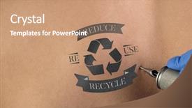  Presentation with recycle glass waste for recycling - Slide deck consisting of tattooing recycle for a better background and a  colored foreground