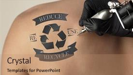  Presentation with recycle glass waste for recycling - Slide set consisting of tattooing recycle for a better background and a  colored foreground