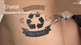  Presentation with recycle glass waste for recycling - Amazing PPT theme having tattooing recycle for a better backdrop and a coral colored foreground
