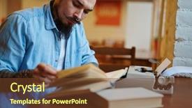  Presentation with book turning pages - Audience pleasing presentation design consisting of tattoos and beard turning pages backdrop and a tawny brown colored foreground