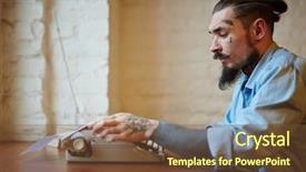  Presentation with old man - Beautiful slide set featuring tattoos and beard using old backdrop and a tawny brown colored foreground