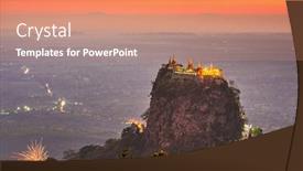  Presentation with monastery - PPT theme having taung-kalat-monastery-on-mt background and a coral colored foreground