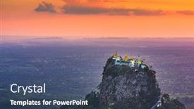  Presentation with monastery - Colorful slide set enhanced with taung-kalat-monastery-on-mt backdrop and a ocean colored foreground