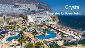  Presentation with water park - Beautiful presentation theme featuring taurito at gran canaria spain backdrop and a ocean colored foreground