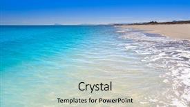  Presentation with mediterranean - Slide deck having tavernes de valldigna beach background and a light gray colored foreground