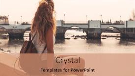  Presentation with algarve - Presentation theme featuring tavira-algarve-woman-tourist-looking background and a coral colored foreground